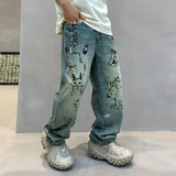 Men Personalized Graffiti Printing Casual Jeans