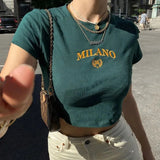 Y2K Milano Letter Print T-shirt