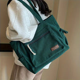 Retro Corduroy Tote Bag Multi-Pocket Handbag