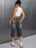 Vintage Washed Hip Hop Denim Short