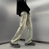 Y2K Embroidered Cross Denim Jeans