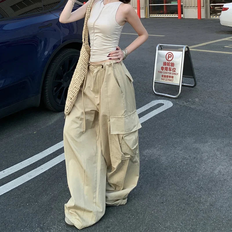 Adjustable Waist Baggy Cargo Pants