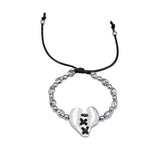 Adjustable Punk Silver Heart Bracelet