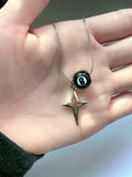 Stylish Stainless Steel Star & 8 Ball Necklace