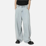 Streetwear Light Blue Washed Wide Leg Jeans