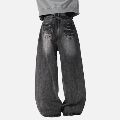 Vintage Lightning Pattern Baggy Loose Jeans