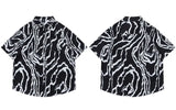 Irregular Stripes Graphic Printed Short Sleeve Shirt