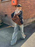 Streetwear High Waist Wide Leg Blue Jeans