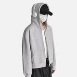 Y2K Solid Color Hooded Double Ended Zipper Sweatshirt