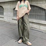 Comfortable Solid Color Wide Leg Cargo Pants
