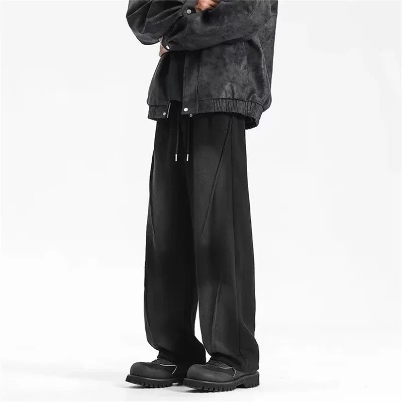 Vintage Pleated Straight Pants Korean