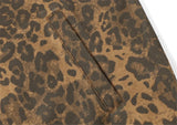 Leopard Zipper Retro Stand-Up Collar Suede Jacket