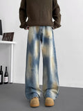 Retro Straight & Sleek Cyber Blue Tie Dye Jeans
