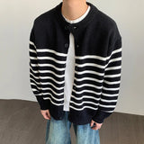 Versatile Striped Single Breasted Knit Cardigan