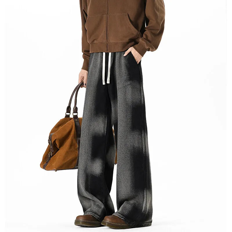 Vintage Black Baggy Drawstring Retro Jeans
