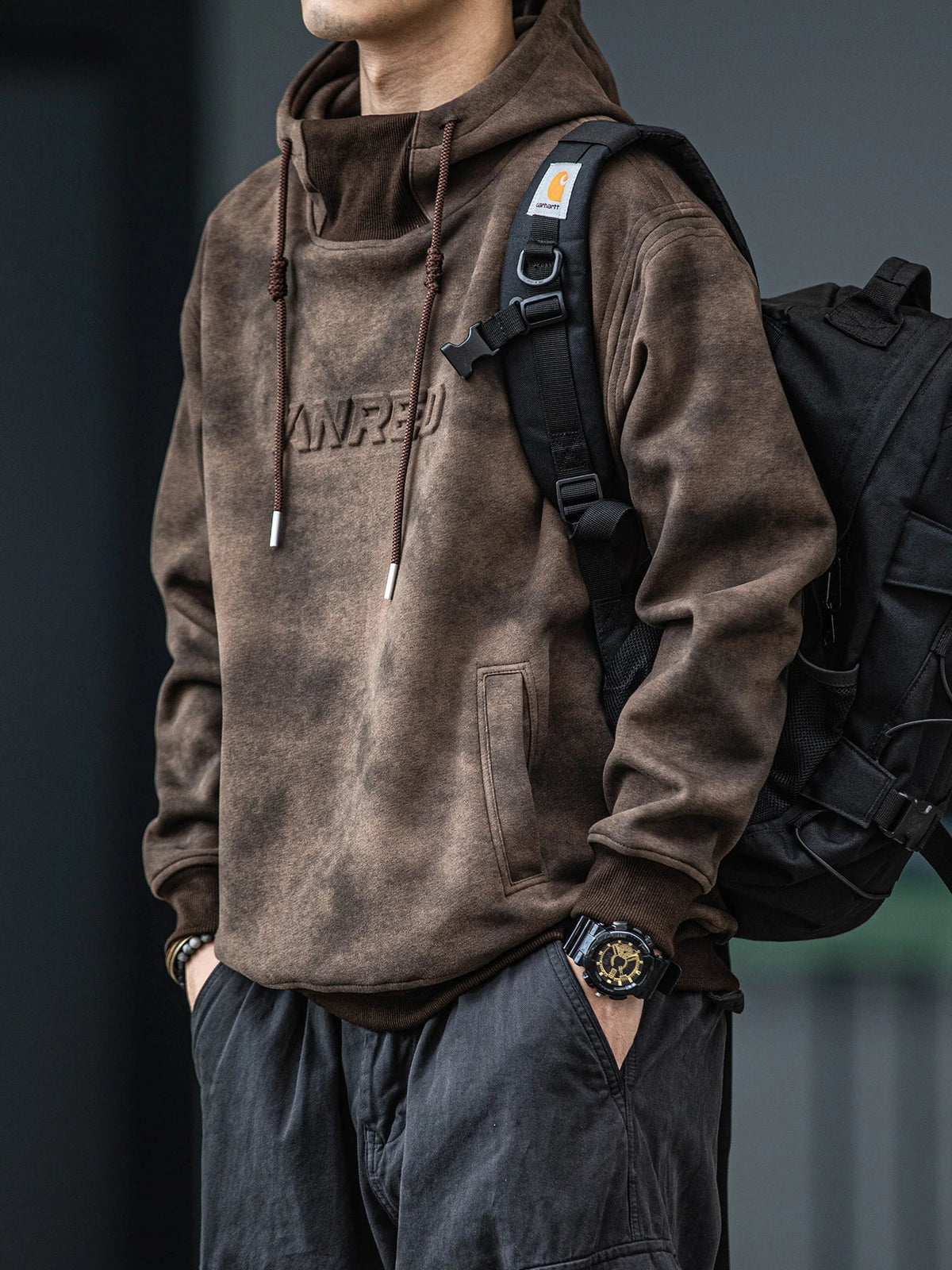 Oversized Heavyweight Letter Print Hoodie