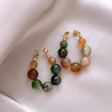 Colorful Waterdrop Semi Precious Hoop Earrings
