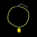 Vibrant Beaded Fruit Pendant Chain Necklace