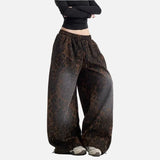 Y2K Leopard Print Sports Oversized Sweatpants