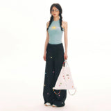 Vintage Star Embroidered Wide-Leg Pants