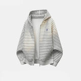 Y2K Embroidered Oversized Striped Hooded Sweatshirt
