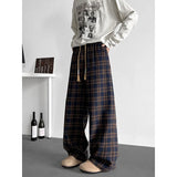 Plaid Oversized Loose Fit Sweat-pant