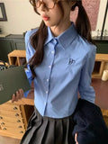 Preppy Embroidered Chill Fit Blouse Shirt