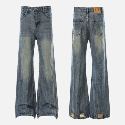 Streetwear Lightning Pattern Vintage Wide Leg Jeans