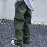 Streetwear Gradient Green Denim High Waist Jeans