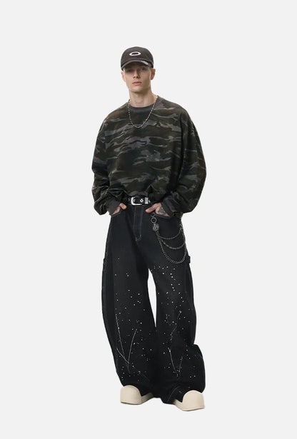 Versatile Camouflage Round Neck Sweatshirt