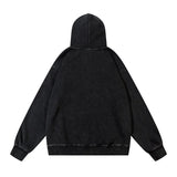 Effortless Streetwear Star Graphic Black Washed Hoodie