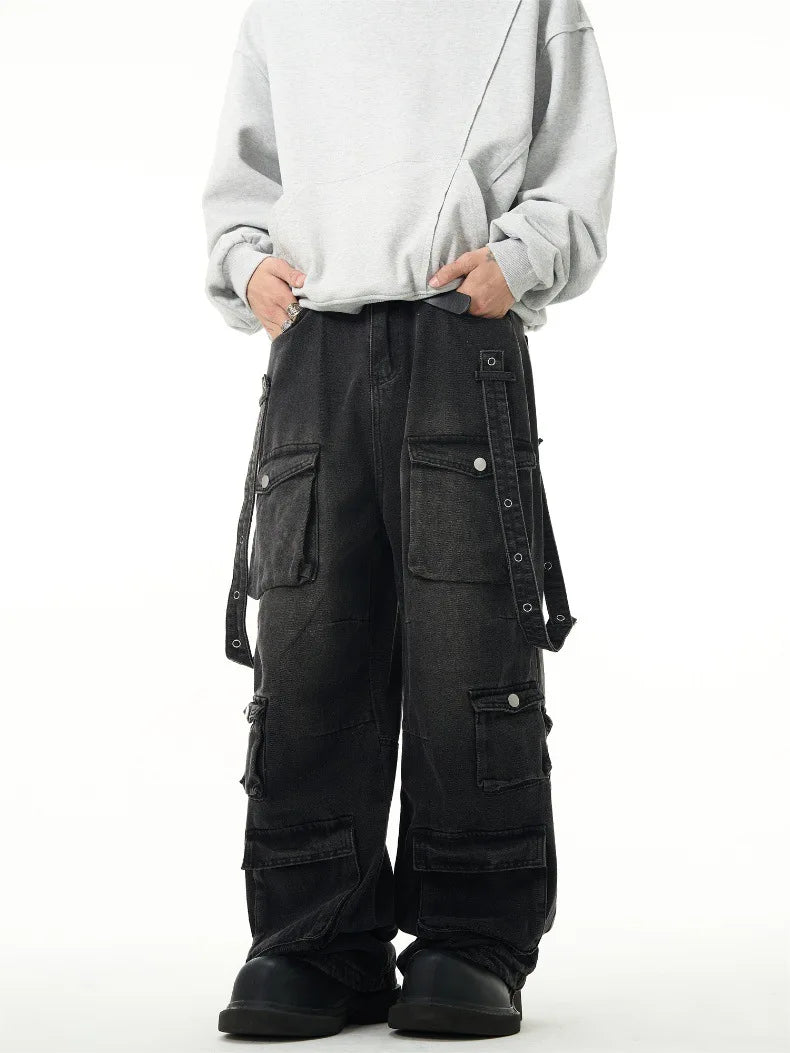 Advanced Streetwear Loose Fit Cargo Jeans