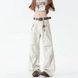 Gray & White Cargo Denim Work Jeans