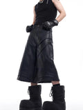Handsome Black PU Leather Knee Jorts