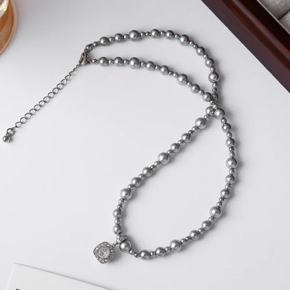 Elegant Glass Pearl Choker Necklace