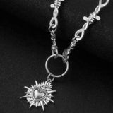 Edgy Thorny Heart Pendant Necklace