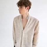 Luxury Pearl Patchwork Long Sleeve Shirt