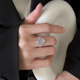 Elegant Oval Stone Cuff Finger Ring