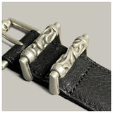 Ancient Silver Pin Buckle Leather Belt