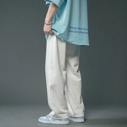 Oversized Casual Wide Leg White Jeans