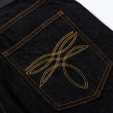 American Style Embroidery Flared Wide Leg Jeans