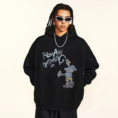 Optimistic Funny Cartoon Graphic Hoodie