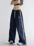 Women Casual Vintage Striped High Waist Sweatpants