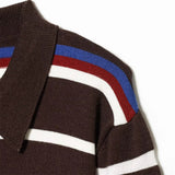 Academy Style Retro Striped Knit Polo Sweater