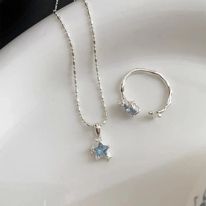 Elegant Blue Star Sterling Silver Necklace