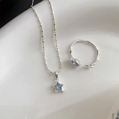 Elegant Blue Star Sterling Silver Necklace