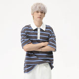 Striped Casual Button Down T-Shirt