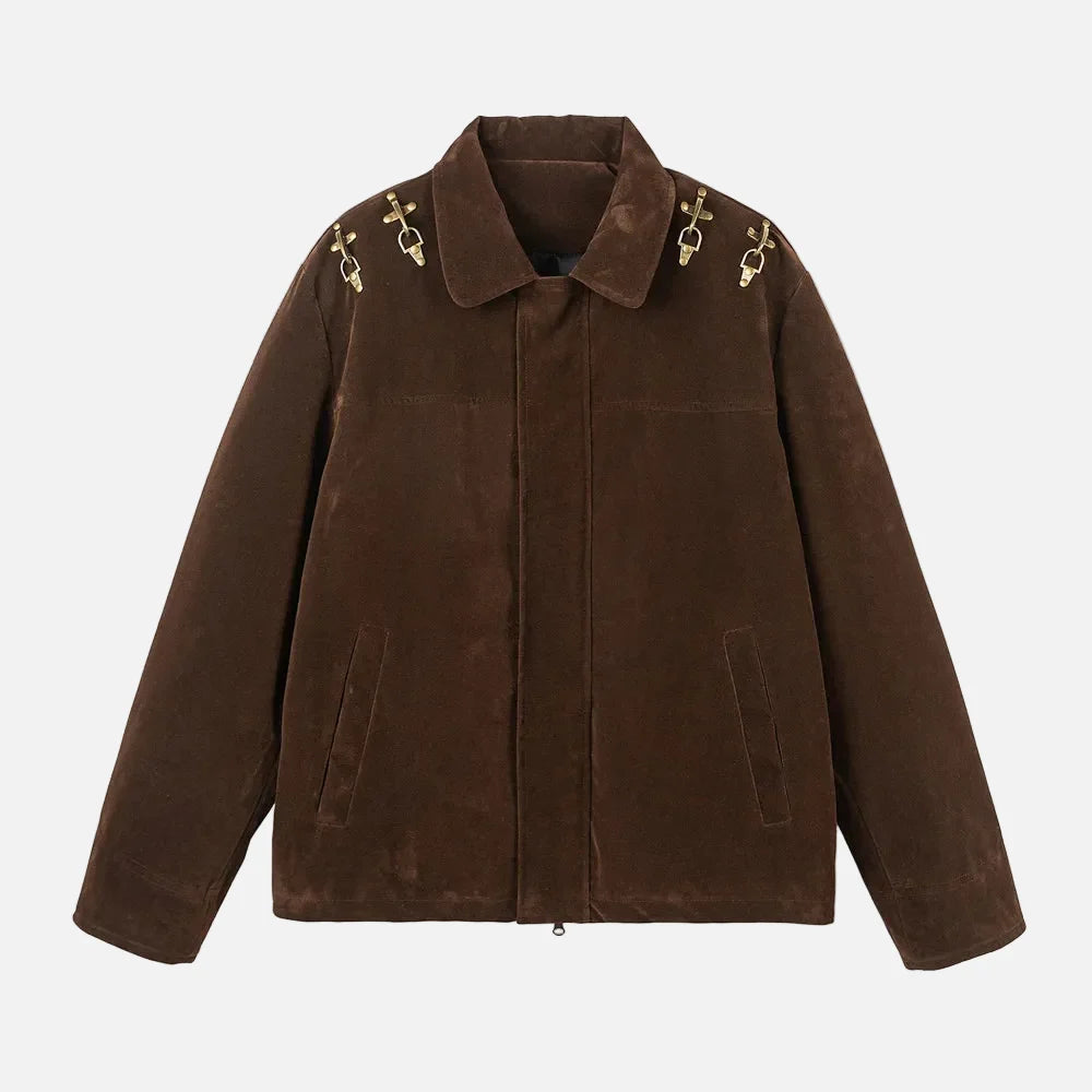 Vintage Metal Buckle Casual Loose Jacket