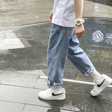Streetwear High Street Patchwork Zipper Loose Jeans