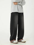 American Casual Plaid Patchwork Washed Jeans